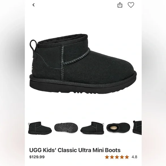 Ugg kids classic ultra mini boot black size 3 - Picture 8 of 9